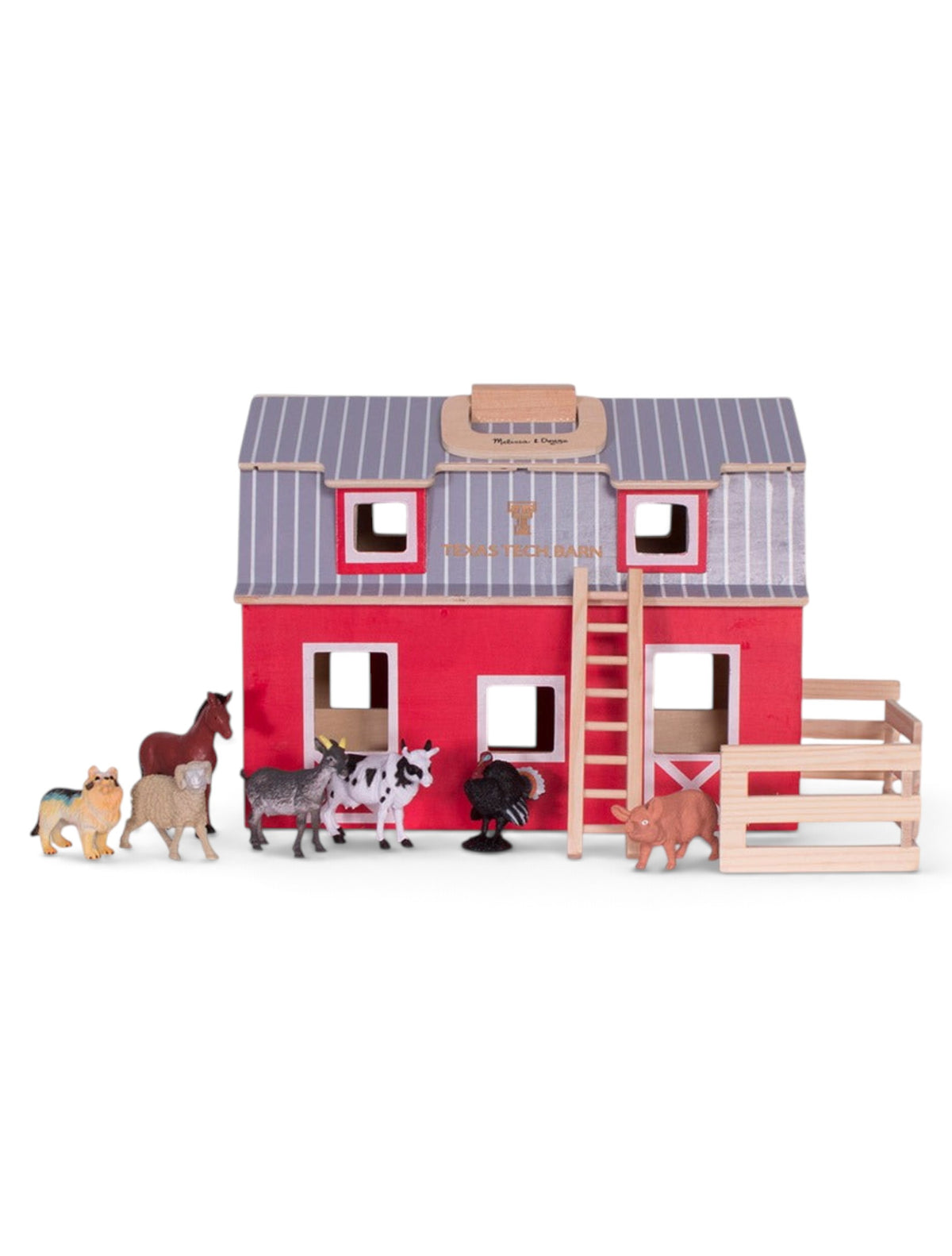 Melissa & Doug Texas Tech Fold-and-Go Barn Play Set – Front view