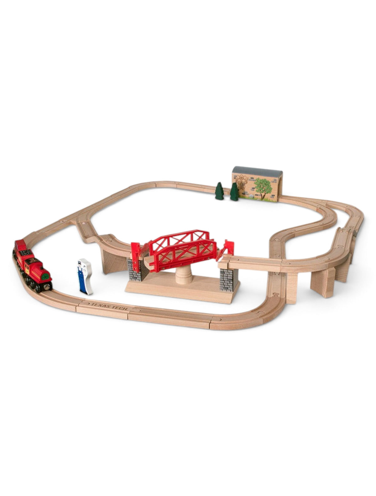 Melissa & Doug Texas Tech Large Swivel Bridge Train Set – Front view