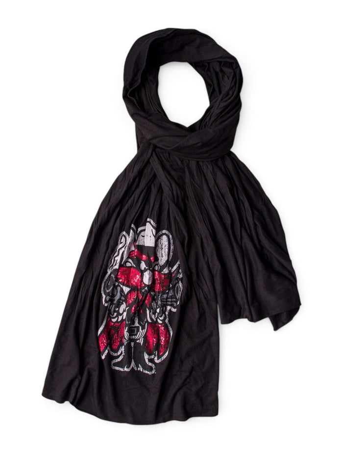 Metallic Raider Red on Black Scarf - Texas Tech – Front view