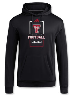 Red and white Football logo on a black Adidas hoodie