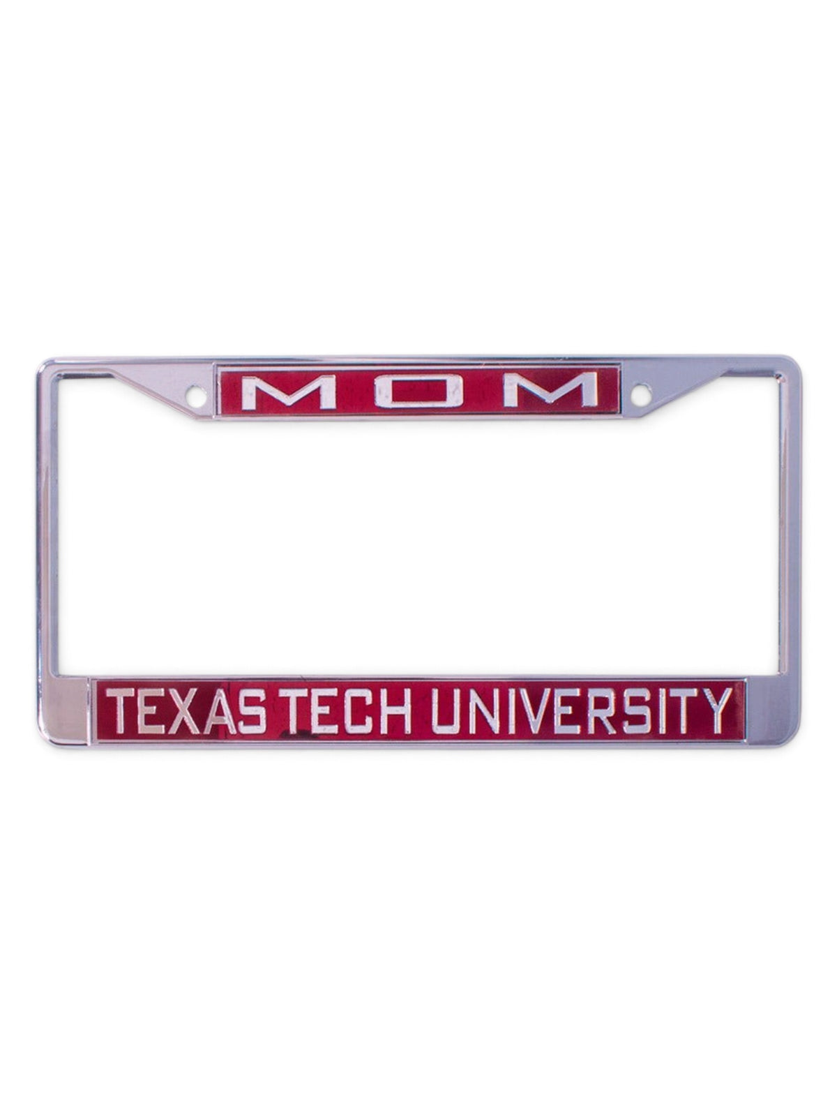 Mom Texas Tech University on Red License Plate Frame – Front view