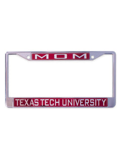 Mom Texas Tech University on Red License Plate Frame – Front view