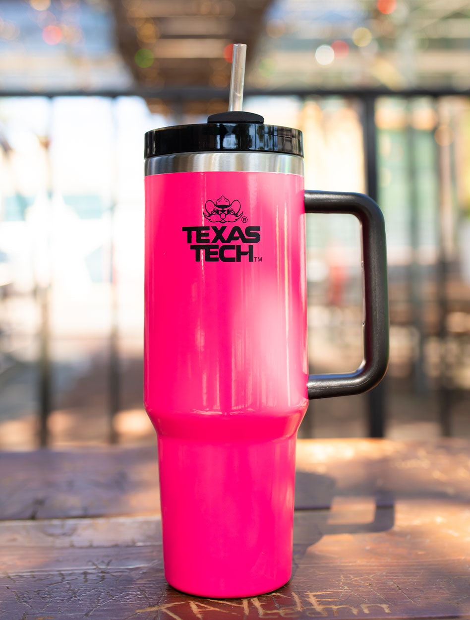 Texas Tech "Raider Red" 2.0 40 oz Neon Pink Tumbler with Straw