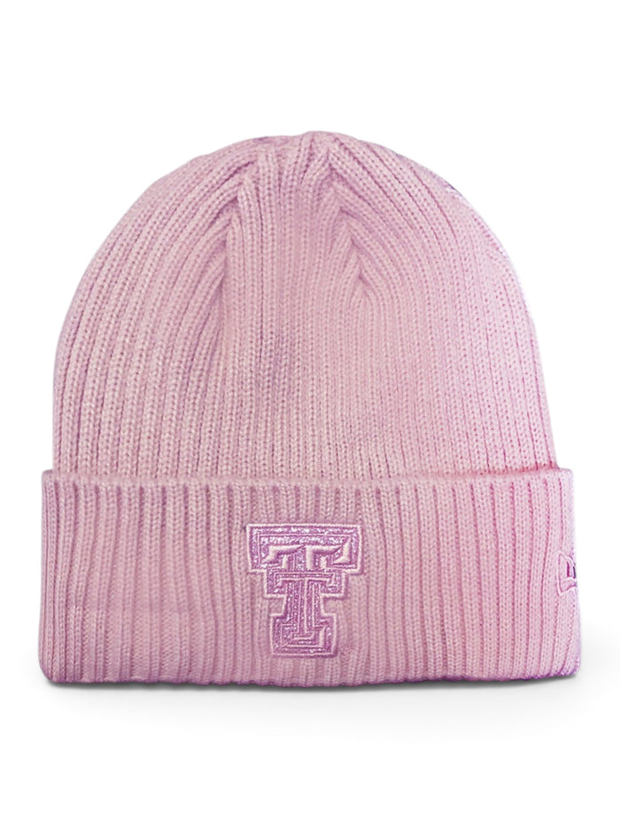 New Era Texas Tech Red Raiders Glitter Double T Knit Beanie – Front view