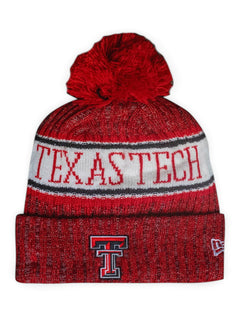 New Era Texas Tech Red Raiders Knit Cuff Removable Pom Pom Beanie – Front view