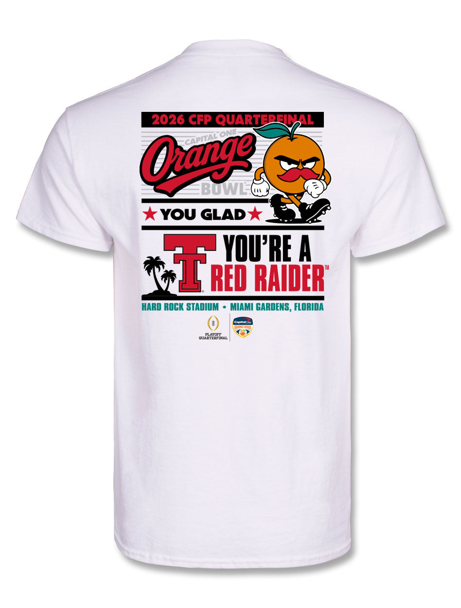 Texas Tech 2025 CFP Orange Bowl - T-Shirt - Orange You Glad - WHITE