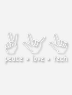 Peace. Love. Tech. Decal – Front view