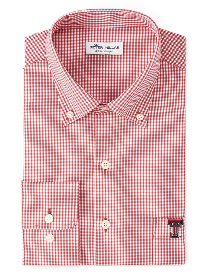 Peter Millar Texas Tech Red Raiders "Gingham Stretch Woven" Long Sleeve Button Down – Front view
