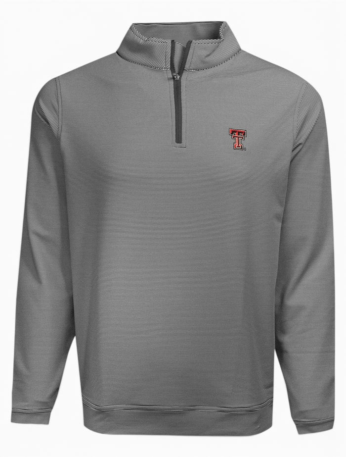 Peter Millar Texas Tech Red Raiders "Perth" Striped 1/4 Zip Pullover – Front view