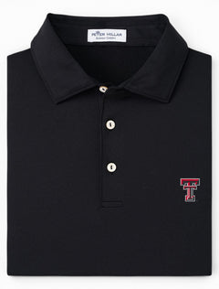 Peter Millar Texas Tech Solid Peformance Black Jersey Polo – Front view