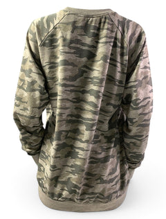 Pressbox Texas Tech Red Raiders Classic Arch In Black On "Gulfport" French Terry Crewneck Sweatshirt In Camo – Back view