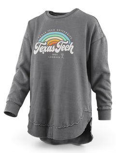 Pressbox Texas Tech Red Raiders "Sunrise Script" Hi Low Hem Crew Pullover – Front view