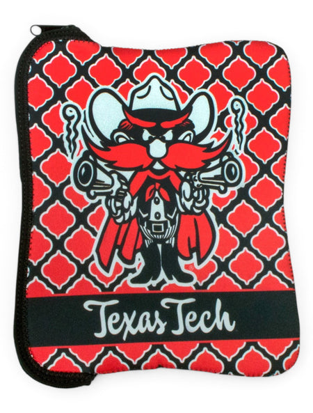 Raider Red Texas Tech Red & Black Neoprene Tablet Case – Front view