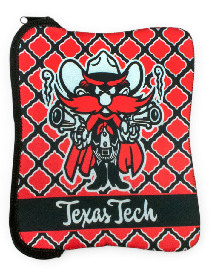 Raider Red Texas Tech Red & Black Neoprene Tablet Case – Front view