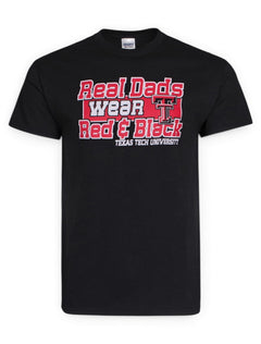 Real Dads Wear Red & Black Black T-Shirt - Texas Tech – Front view