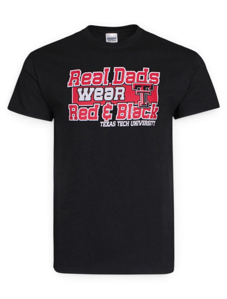 Real Dads Wear Red & Black Black T-Shirt - Texas Tech – Front view