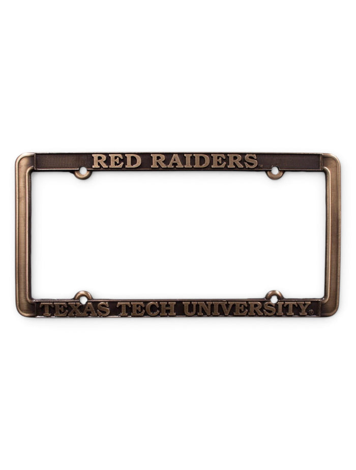 Red Raiders Texas Tech University on Bronze License Plate Frame – Front view