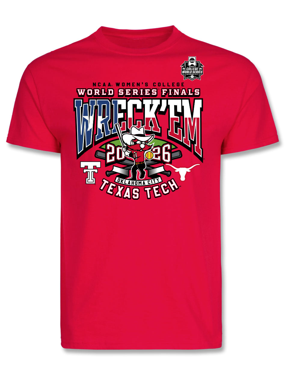 Texas Tech WCWS 2026 "Wreck 'Em-Ready Stance" Red T-Shirt