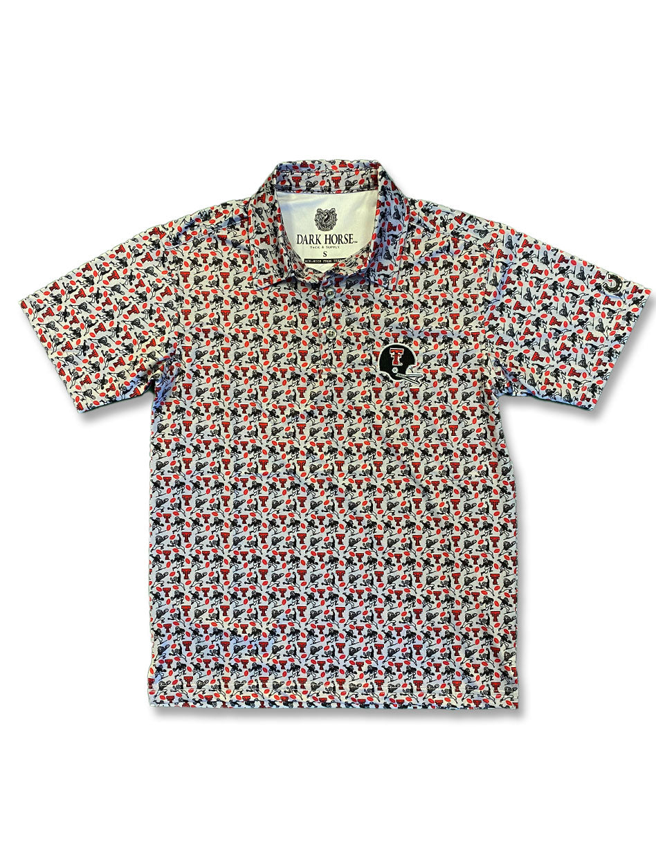 YOUTH Texas Tech Dark Horse "Retro Player" Grey Polo