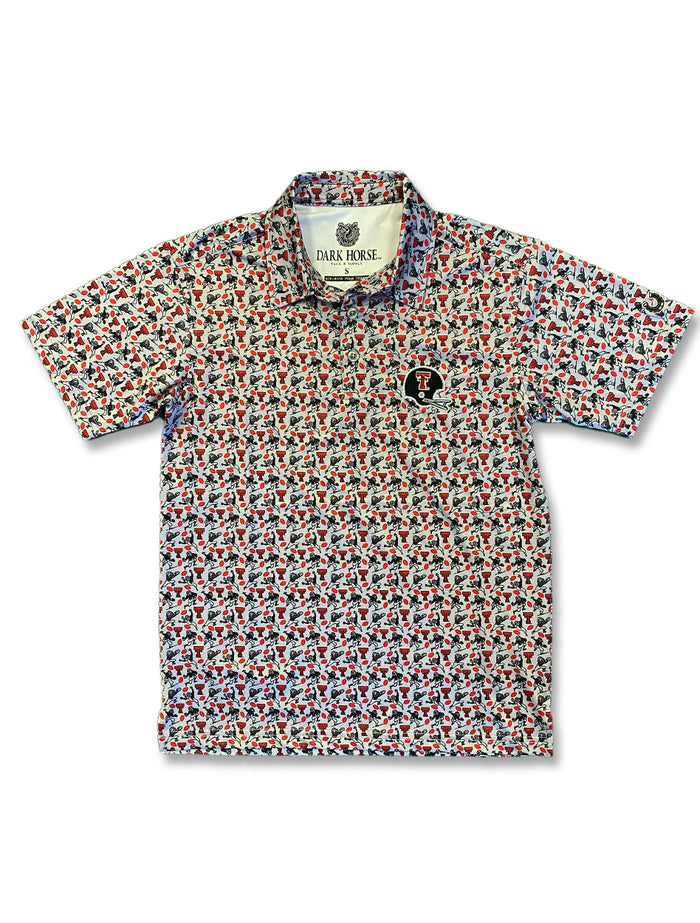 YOUTH Texas Tech Dark Horse "Retro Player" Grey Polo