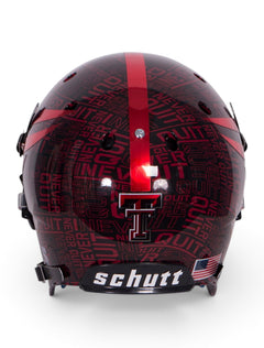 Schutt Texas Tech Lone Survivor/ Never Quit Red and Black Replica Helmet – Image 4 view