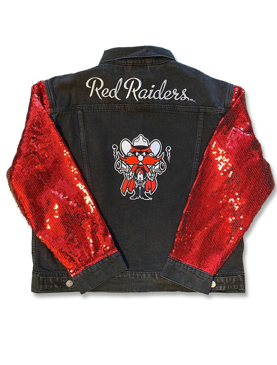 Dark Horse Texas Tech "Sequin" Black Denim Jacket
