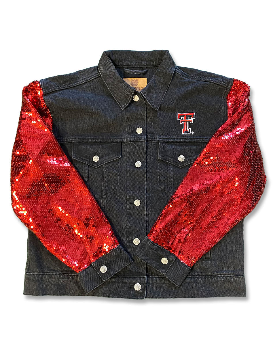 Dark Horse Texas Tech "Sequin" Black Denim Jacket