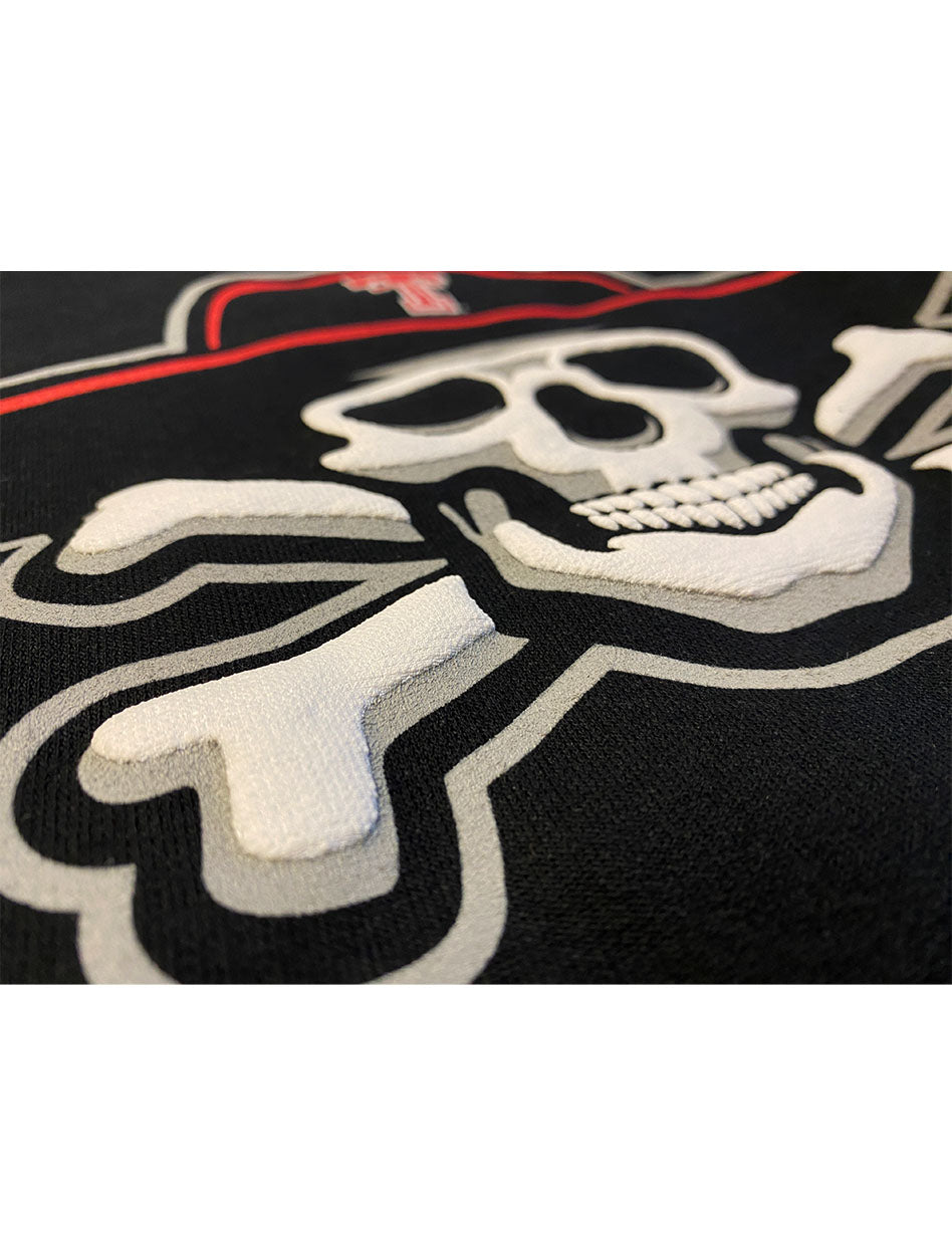 Texas Tech "Skull & Bones" Puff Print Black Comfort T-Shirt