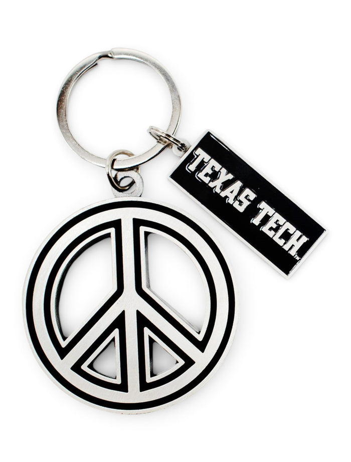 Spirit Products Texas Tech Red Raiders Metal Peace Sign Keychain – Front view