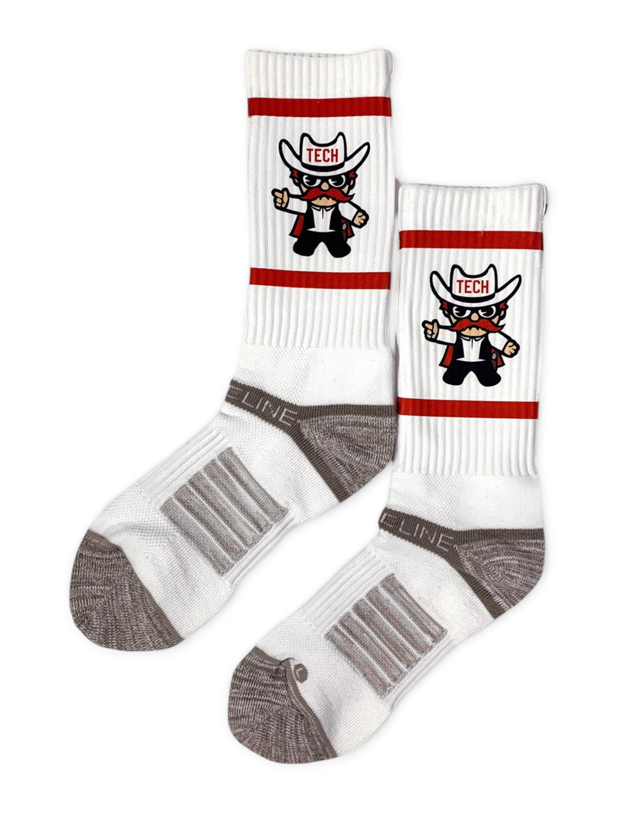 Strideline Texas Tech Red Raiders Raider Red Crew Socks – White front view