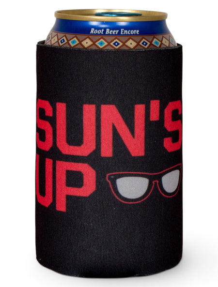 Sun's Up, Gun's Up! Black Can Cooler- Texas Tech – Front view