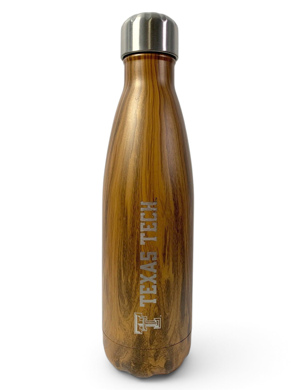S'Well Texas Tech Red Raiders Double T Rugged Teakwood Vacuum-Sealed Travel Tumbler – Front view