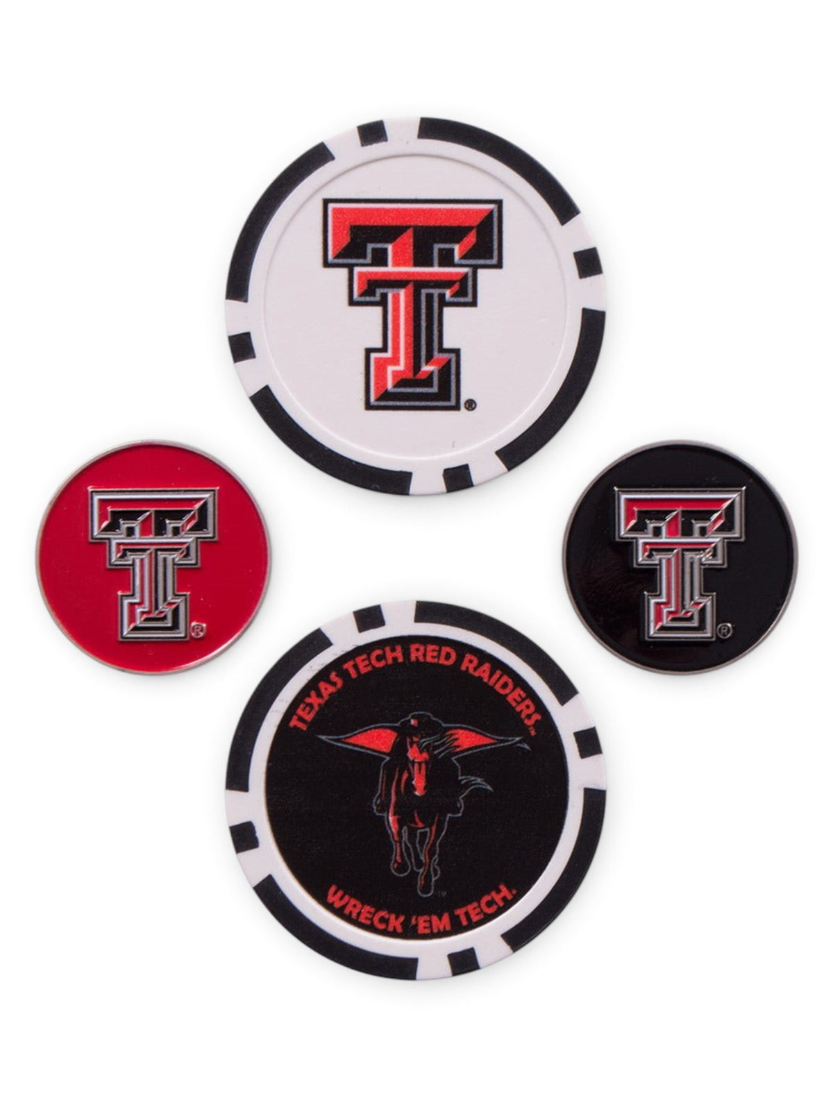 Team Effort Texas Tech 4 Ball Markers – Front view