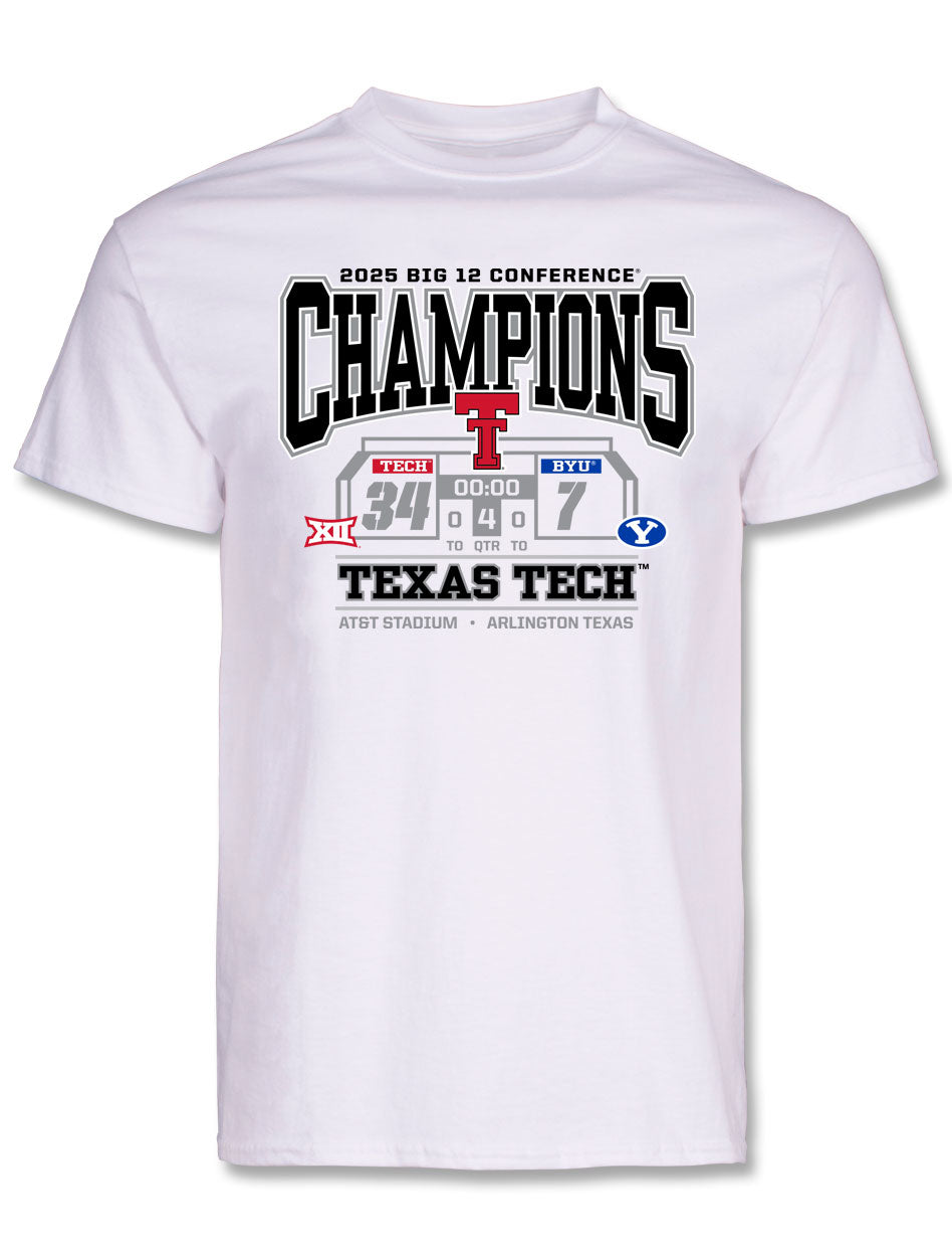 Texas Tech Big 12 CHAMPS - T-Shirt - Score Shirt - WHITE
