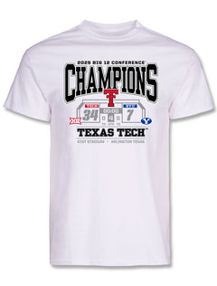 Texas Tech Big 12 CHAMPS - T-Shirt - Score Shirt - WHITE