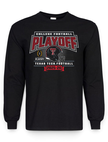 Texas Tech Red Raiders College Football Playoff (CFP) long sleeve shirt with postseason graphic and Texas Tech branding.