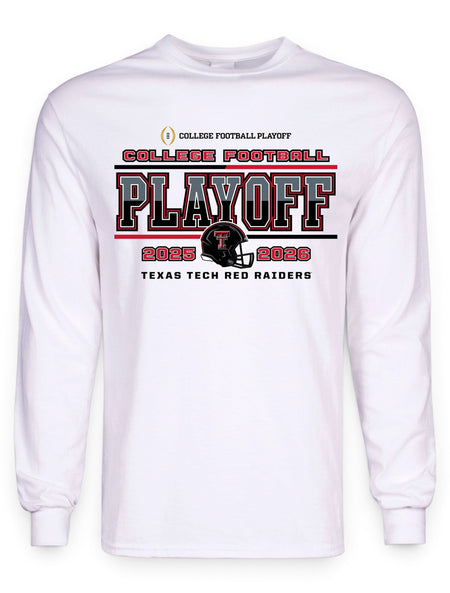 Texas Tech Red Raiders College Football Playoff (CFP) long sleeve shirt with postseason graphic and Texas Tech branding.
