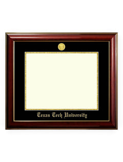 Texas Tech 22kt Gold Plated Medallion Classic Mahogany Gold Trim Diploma Frame U5 – Front view
