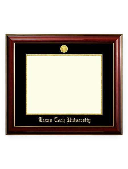 Texas Tech 22kt Gold Plated Medallion Classic Mahogany Gold Trim Diploma Frame U5 – Front view