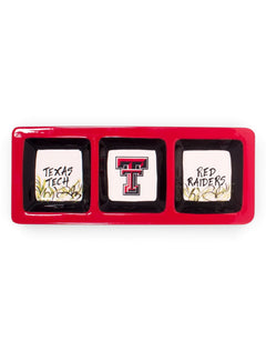 Texas Tech 3 Sectional Ceramic Serving Tray – Front view