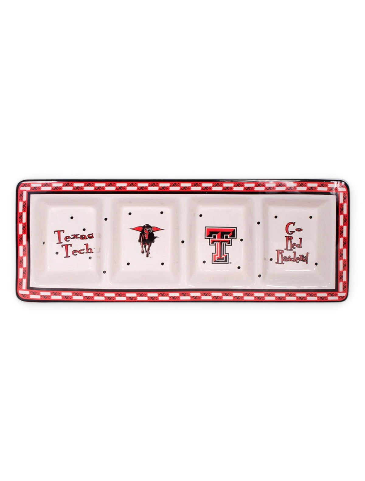 Texas Tech 4 Sectional Ceramic Tray – Front view