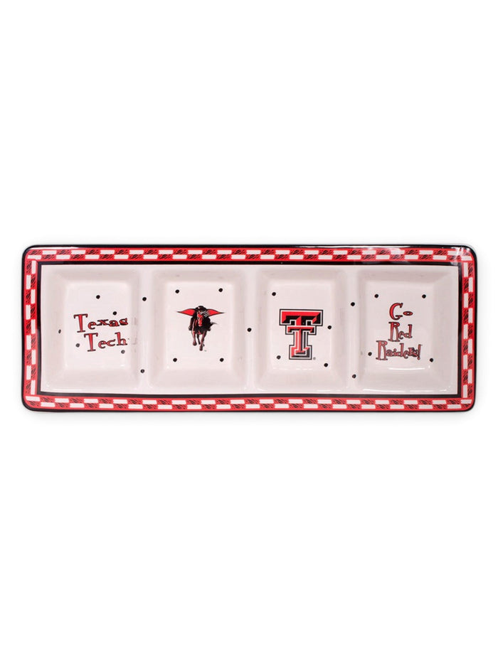 Texas Tech 4 Sectional Ceramic Tray – Front view