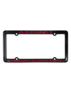 Texas Tech Alumni on Polished Black Chrome License Plate Frame – Front view