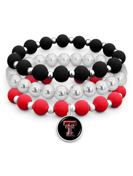 Texas Tech "Amanda Stacked" Silicone Bracelets – Front view