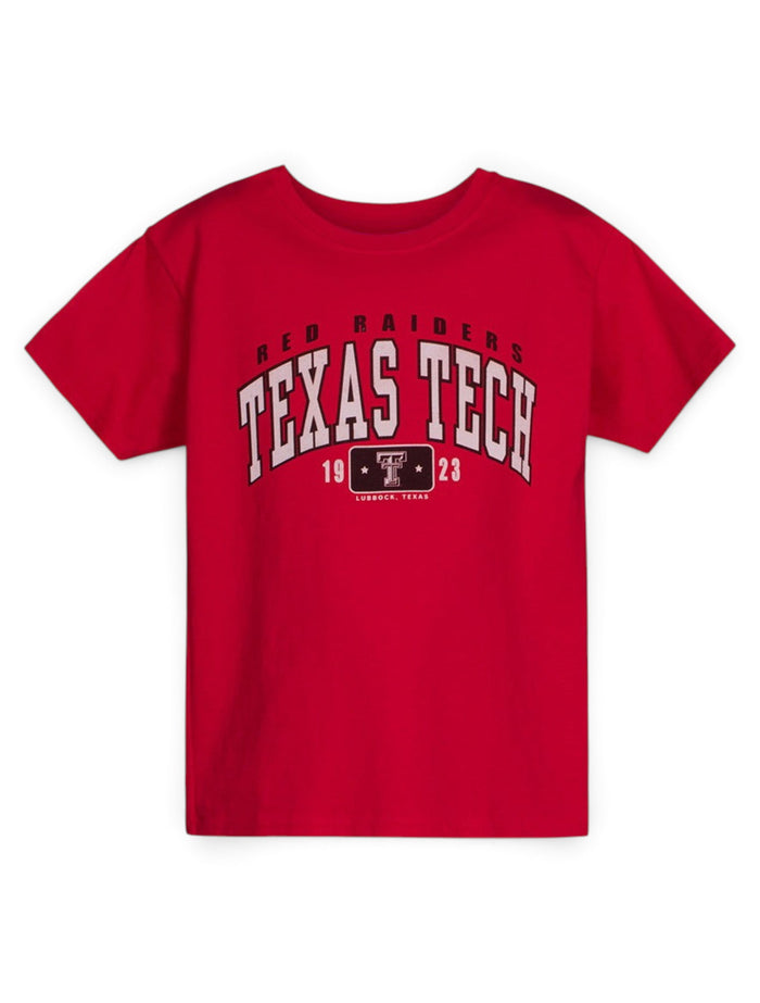 Texas Tech Arch with Box YOUTH Red T-Shirt – Front view