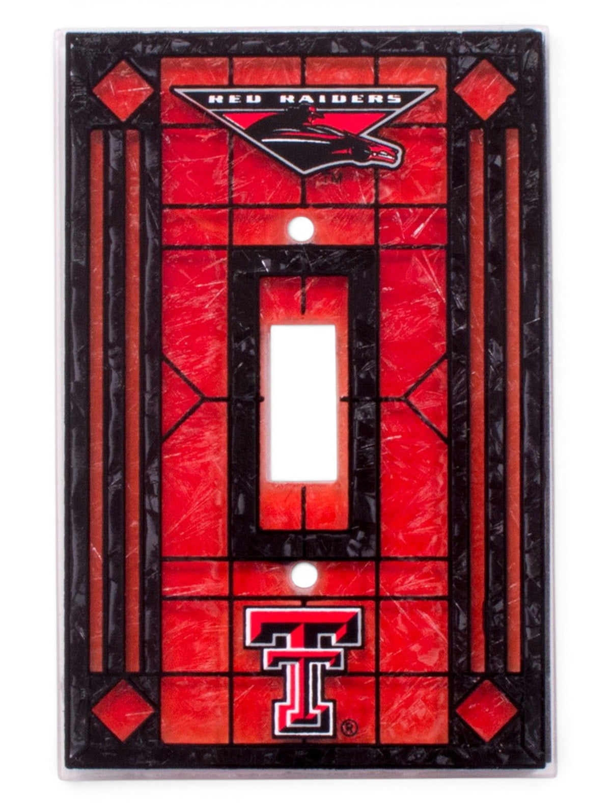 Texas Tech Art Glass Switch Plate Cover – Front view