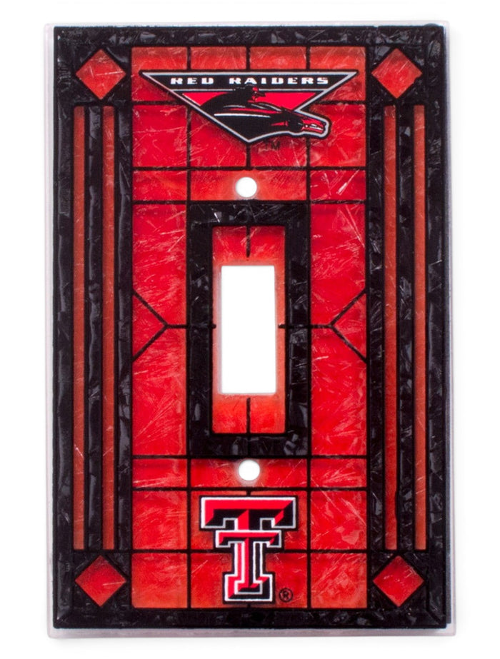 Texas Tech Art Glass Switch Plate Cover – Front view