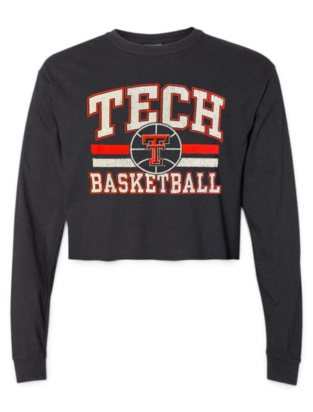 Texas Tech "Big Baller Basketball" Puff Long Sleeve Crop Top – Front view