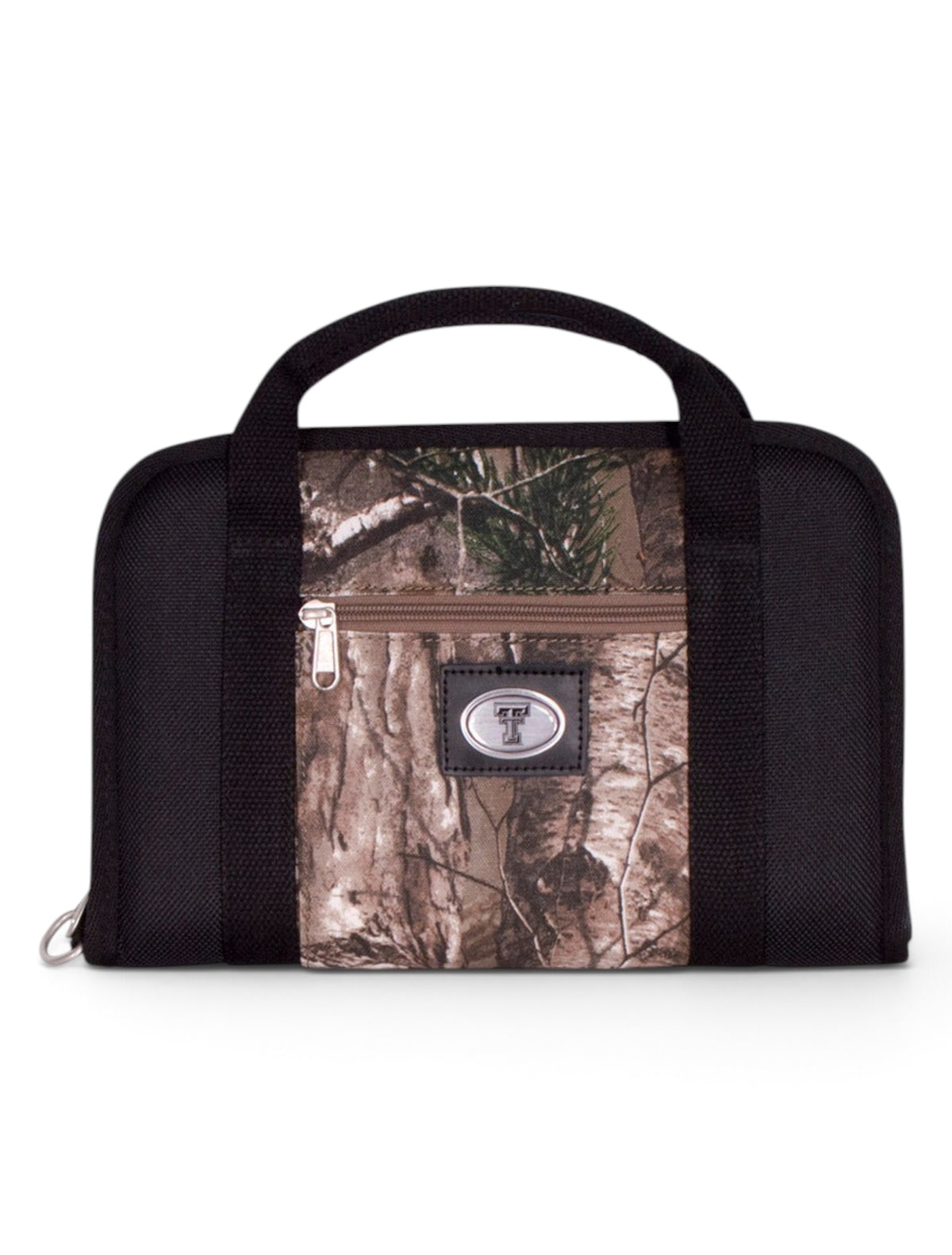 Texas Tech Black and RealTree Camo "Wyatt" Tactical Pistol Case – Front view