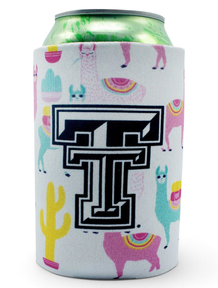 Texas Tech Black and White Double T "Llama" Can Cooler – Front view